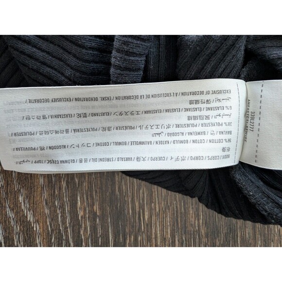 HOLLISTER Woman's XS Black Long Sleeve Ribbed Scoop V neck Button Up Tie Top 176 - Picture 4 of 7